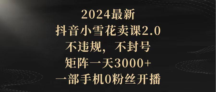 (9639期)2024最新抖音小雪花卖课2.0 不违规 不封号 矩阵一天3000+一部手机0粉丝开播-test