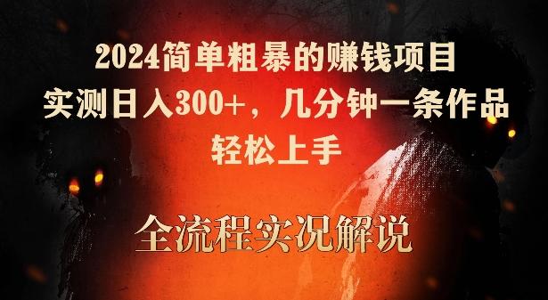2024简单粗暴的赚钱项目，实测日入300+，几分钟一条作品，轻松上手【揭秘】-test