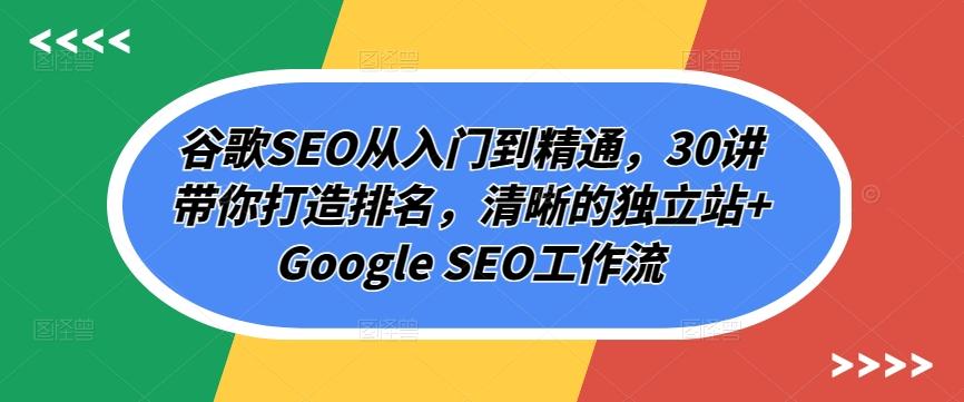谷歌SEO从入门到精通，30讲带你打造排名，清晰的独立站+Google SEO工作流-test