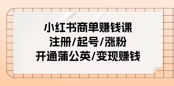 小红书商单赚钱课：注册/起号/涨粉/开通蒲公英/变现赚钱(25节课)-test