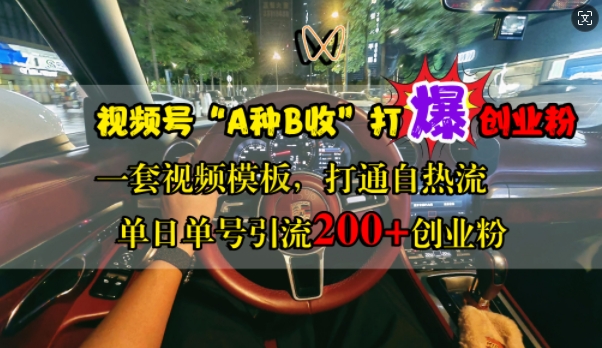 视频号“A种B收”打爆创业粉，一套视频模板打通自热流，单日单号引流200+创业粉-test
