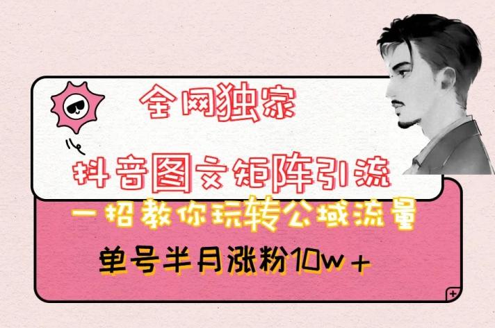 全网独家抖音图文矩阵引流，一招教你玩转公域流量，单号半月涨粉10w+【揭秘】-test