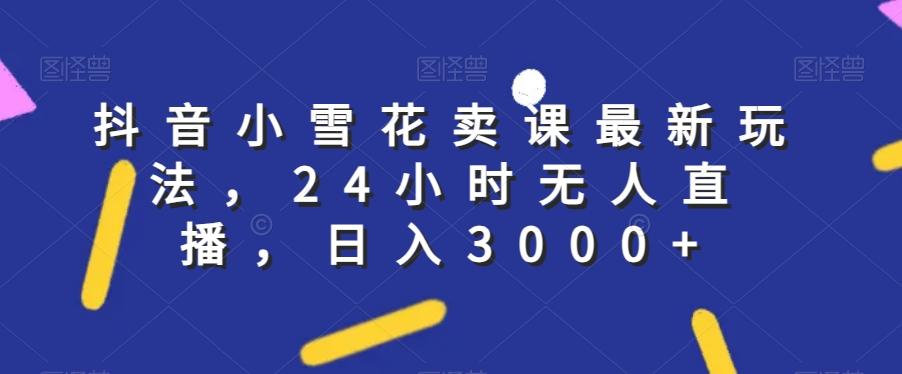 抖音小雪花卖课最新玩法，24小时无人直播，日入3000+【揭秘】-test