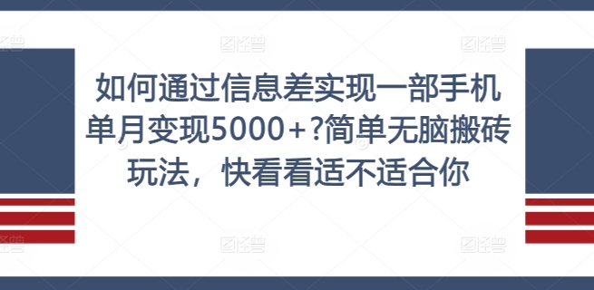 如何通过信息差实现一部手机单月变现5000+?简单无脑搬砖玩法，快看看适不适合你【揭秘】-test