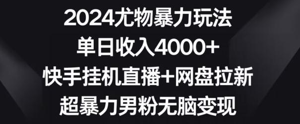 2024尤物暴力玩法，单日收入4000+，快手挂机直播+网盘拉新，超暴力男粉无脑变现【揭秘】-test