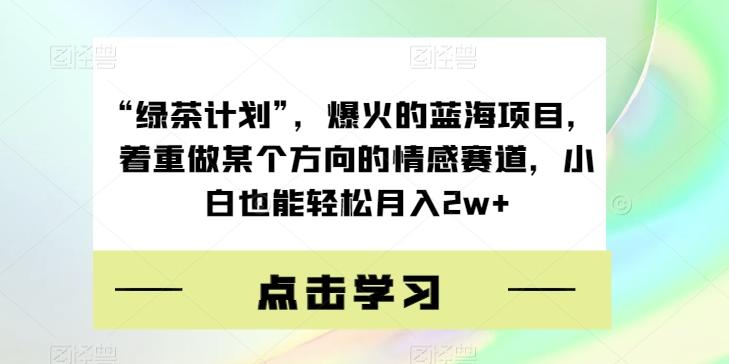 “绿茶计划”，爆火的蓝海项目，着重做某个方向的情感赛道，小白也能轻松月入2w+【揭秘】-test