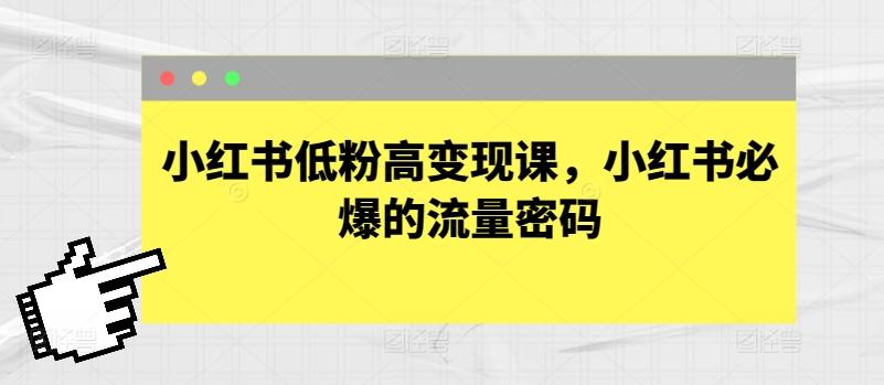 小红书低粉高变现课，小红书必爆的流量密码-test