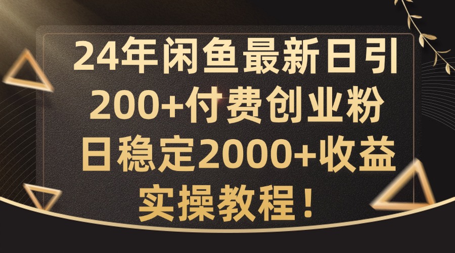 24年闲鱼最新日引200+付费创业粉日稳2000+收益，实操教程【揭秘】-test