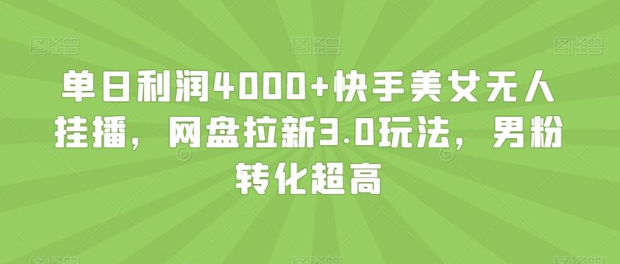单日利润4000+快手美女无人挂播，网盘拉新3.0玩法，男粉转化超高【揭秘】-test
