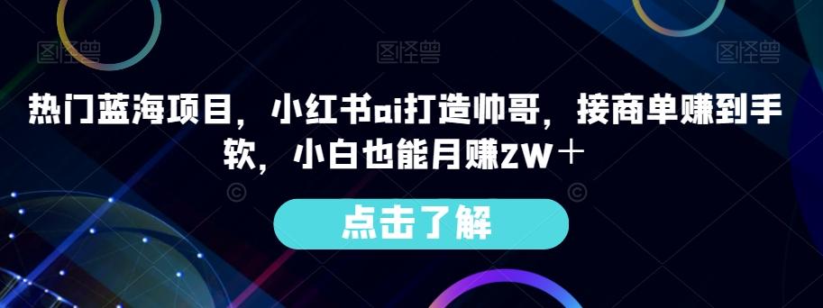 热门蓝海项目，小红书ai打造帅哥，接商单赚到手软，小白也能月赚2W＋-test