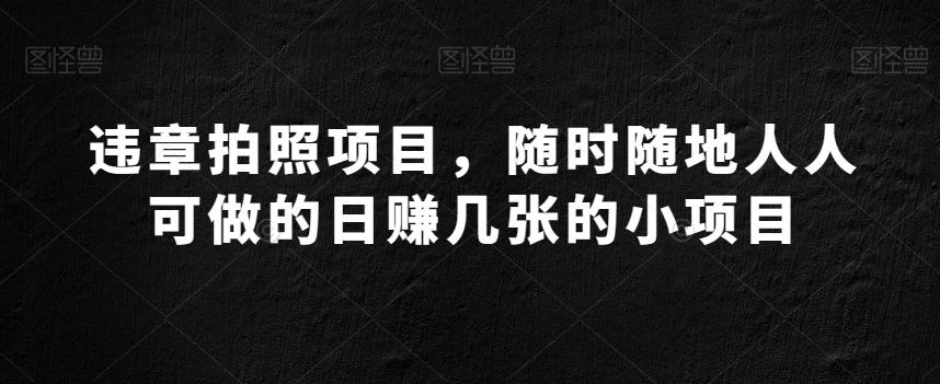 违章拍照项目，随时随地人人可做的日赚几张的小项目-test
