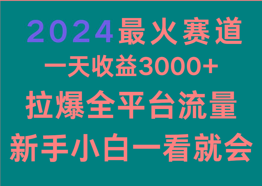 2024最火赛道，一天收一3000+.拉爆全平台流量，新手小白一看就会-test