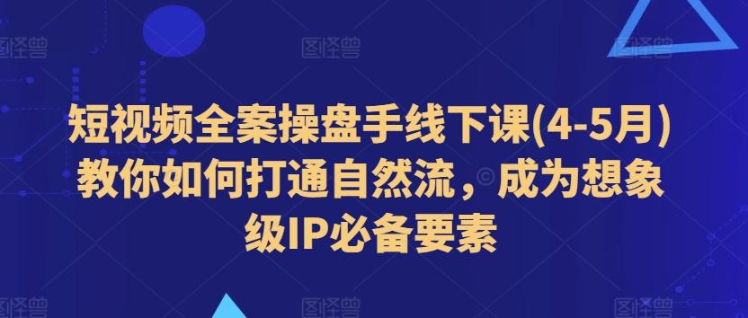 短视频全案操盘手线下课(4-5月)教你如何打通自然流，成为想象级IP必备要素-test