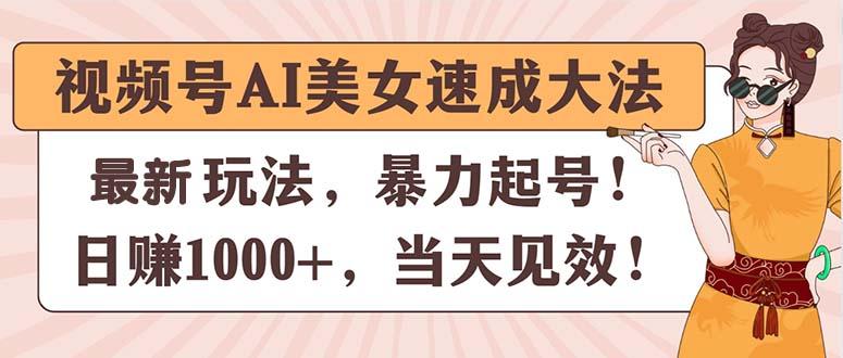 视频号AI美女速成大法，暴力起号，日赚1000+，当天见效-test
