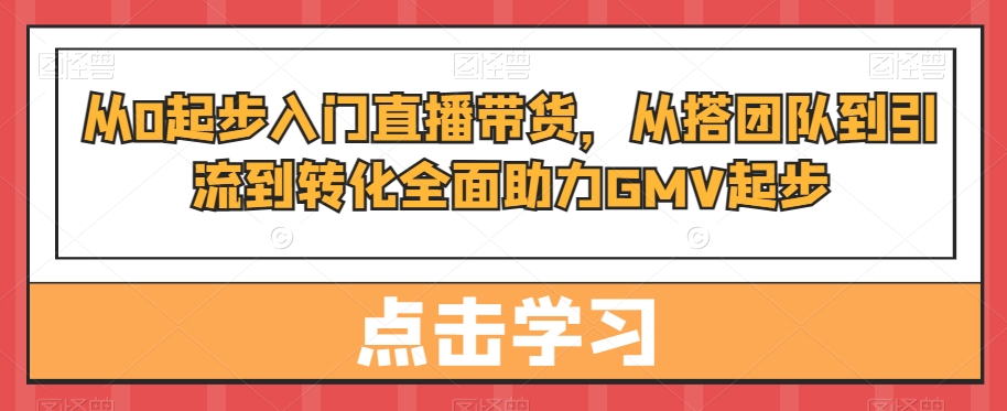 从0起步入门直播带货，​从搭团队到引流到转化全面助力GMV起步-test