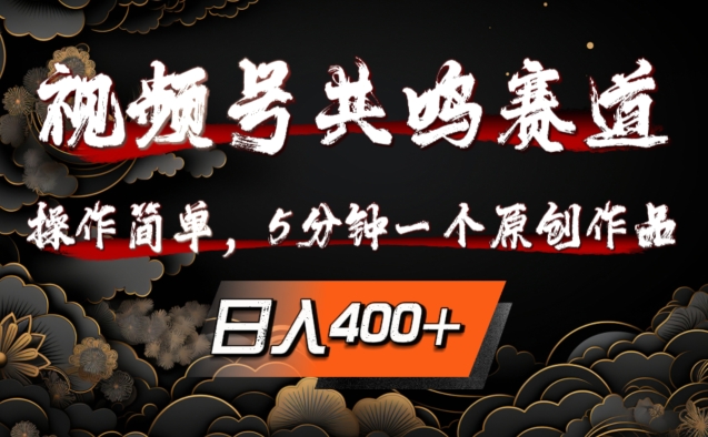 视频号共鸣赛道，操作简单，5分钟1个原创作品，日入几张【揭秘】-test