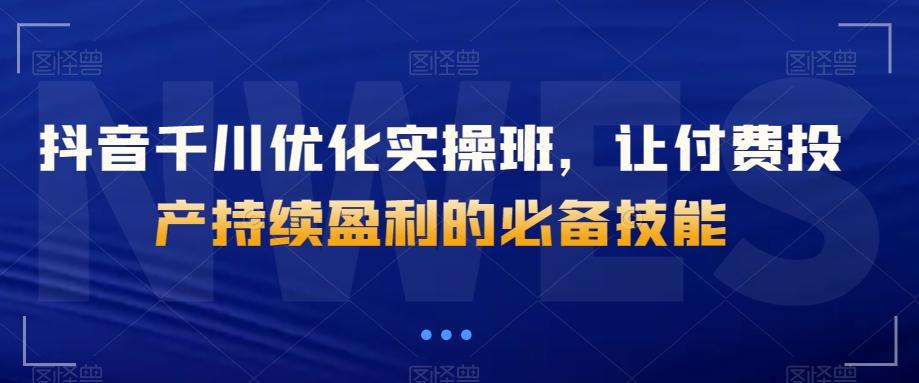 抖音千川优化实操班，让付费投产持续盈利的必备技能-test