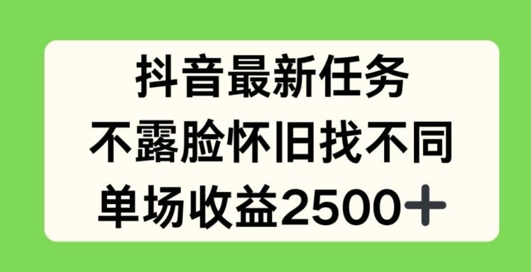 抖音最新任务，不露脸怀旧找不同，单场收益2.5k【揭秘】-test