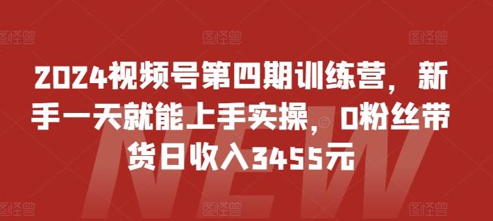 2024视频号第四期训练营，新手一天就能上手实操，0粉丝带货日收入3455元-test