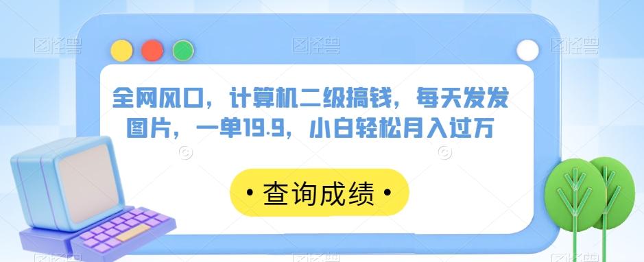 全网风口，计算机二级搞钱，每天发发图片，一单19.9，小白轻松月入过万【揭秘】-test