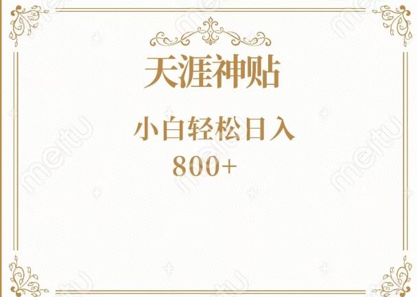 神级项目！天涯神贴再现江湖！小白轻松入手，三个月变现10w+-test