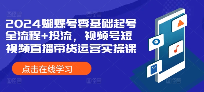 2024蝴蝶号零基础起号全流程+投流，视频号短视频直播带货运营实操课-test