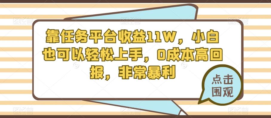靠任务平台收益11W，小白也可以轻松上手，0成本高回报，非常暴利-test