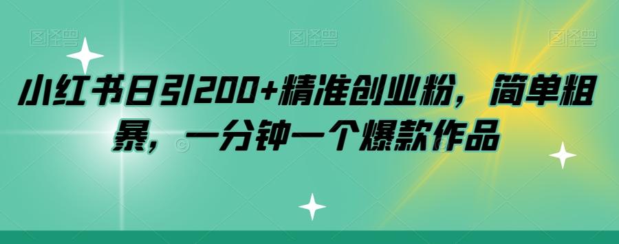 小红书日引200+精准创业粉，简单粗暴，一分钟一个爆款作品【揭秘】-test