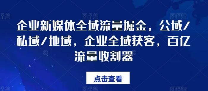 企业新媒体全域流量掘金，公域/私域/地域，企业全域获客，百亿流量收割器-test
