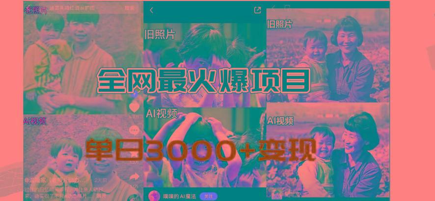 全网爆火的AI让老照片动起来教程，蹭热点日赚3000+，内含免费工具一键…-test