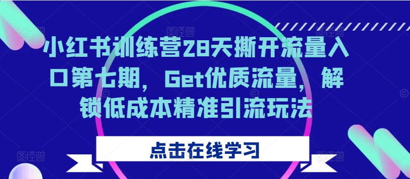 小红书训练营28天撕开流量入口第七期，Get优质流量，解锁低成本精准引流玩法-test