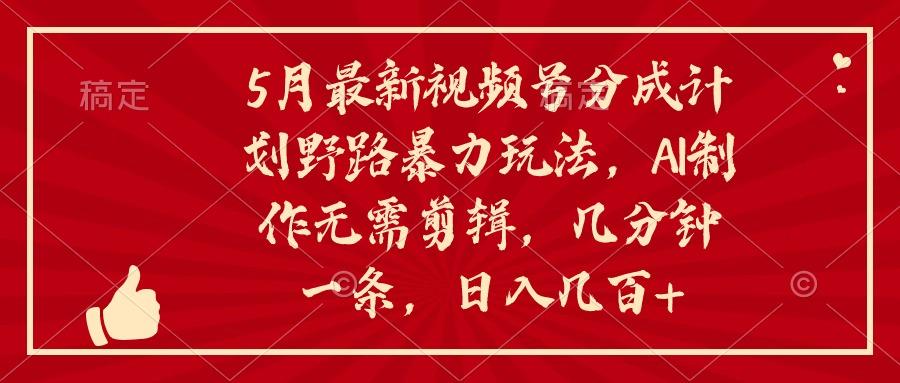 5月最新视频号分成计划野路暴力玩法，ai制作，无需剪辑。几分钟一条，…-test