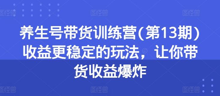 养生号带货训练营(第13期)收益更稳定的玩法，让你带货收益爆炸-test
