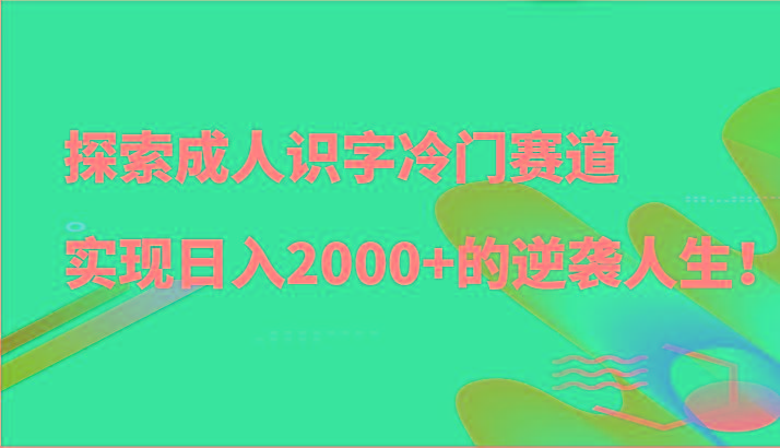 探索成人识字冷门赛道，实现日入2000+的逆袭人生！-test