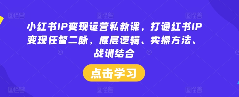 小红书IP变现运营私教课，打通红书IP变现任督二脉，底层逻辑、实操方法、战训结合-test