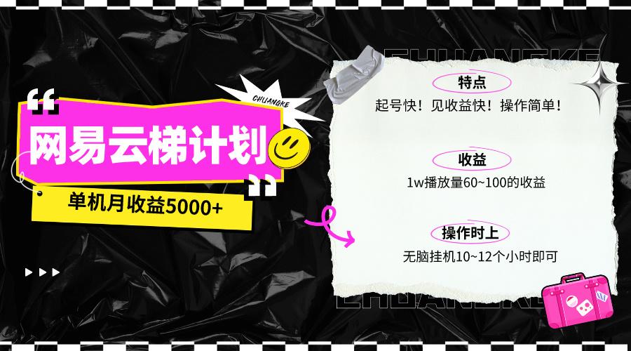 (10063期)最新网易云梯计划网页版，单机月收益5000+！可放大操作-test