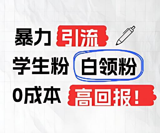暴力引流学生粉白领粉，吊打以往垃圾玩法，0成本，高回报-test