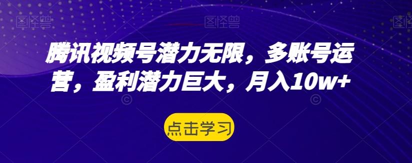 腾讯视频号潜力无限，多账号运营，盈利潜力巨大，月入10w+-test