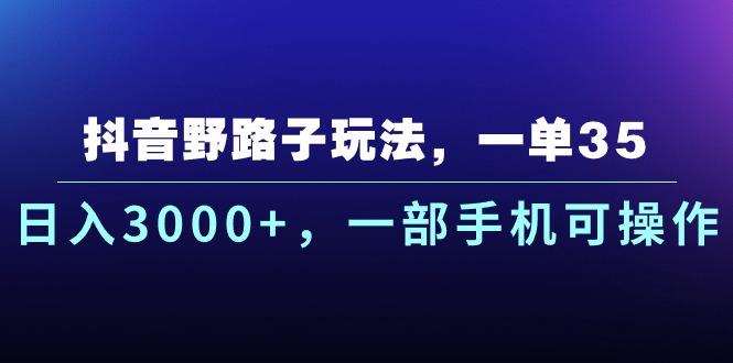 抖音野路子玩法，一单35.日入3000+，一部手机可操作-test