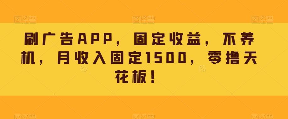 刷广告APP，固定收益，不养机，月收入固定1500，零撸天花板！-test