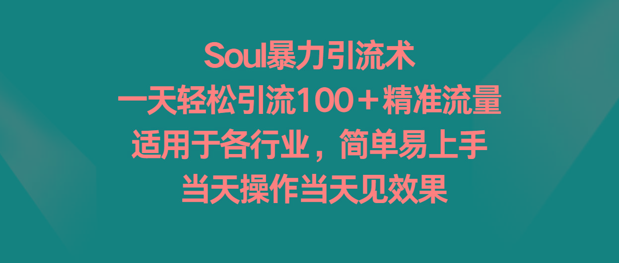 Soul暴力引流术，一天轻松引流100＋精准流量，适用于各行业，简单易上手！-test
