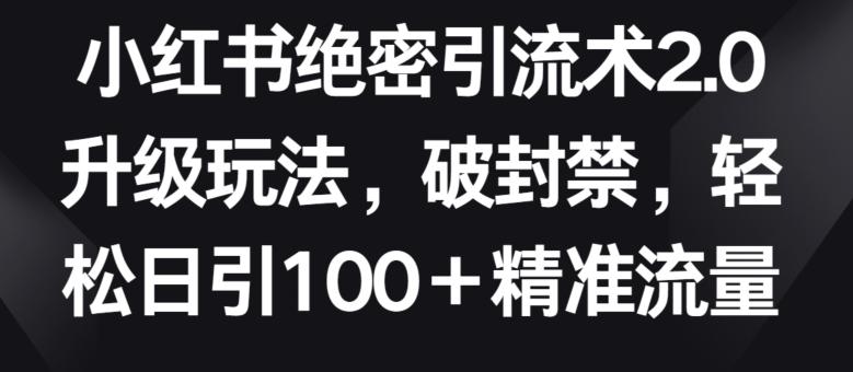 小红书绝密引流术2.0升级玩法，破封禁，轻松日引100+精准流量【揭秘】-test