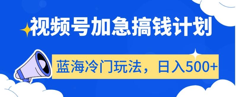 视频号加急搞钱计划，蓝海冷门玩法，日入500+【揭秘】-test