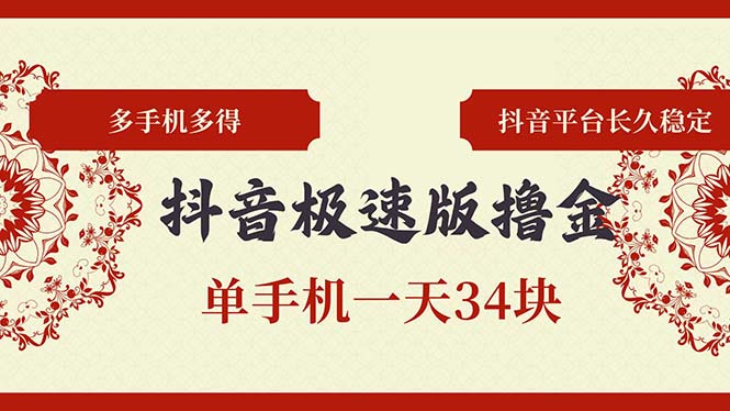 抖音极速版撸金 单手机一天34块 多手机多得 抖音平台长期稳定-test