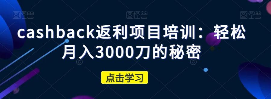 cashback返利项目培训：轻松月入3000刀的秘密-test