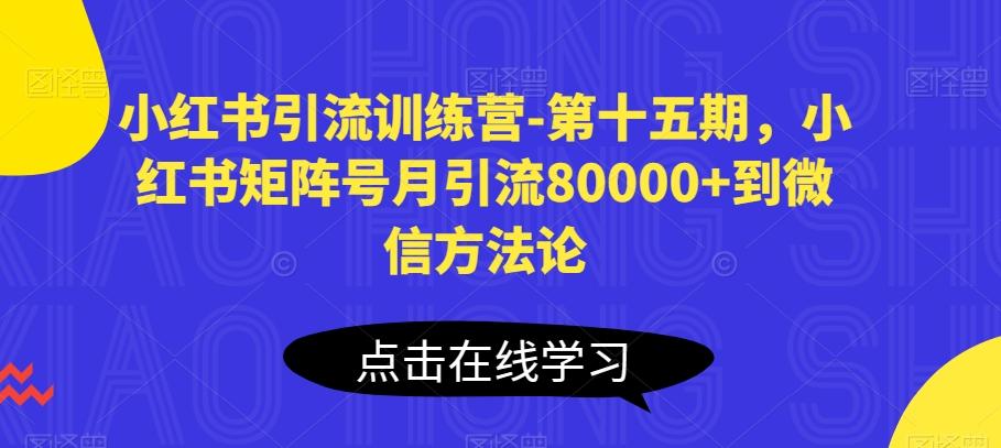 小红书引流训练营-第十五期，小红书矩阵号月引流80000+到微信方法论-test