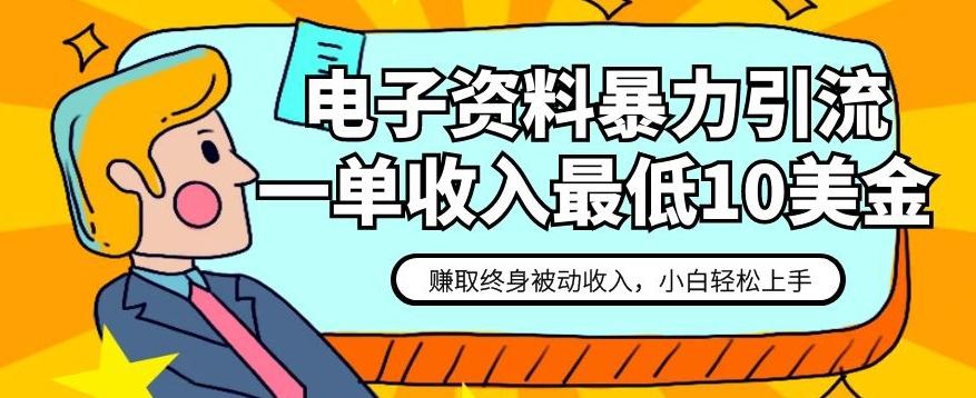 电子资料暴力引流，一单最低10美金，赚取终身被动收入，保姆级教程【揭秘】-test