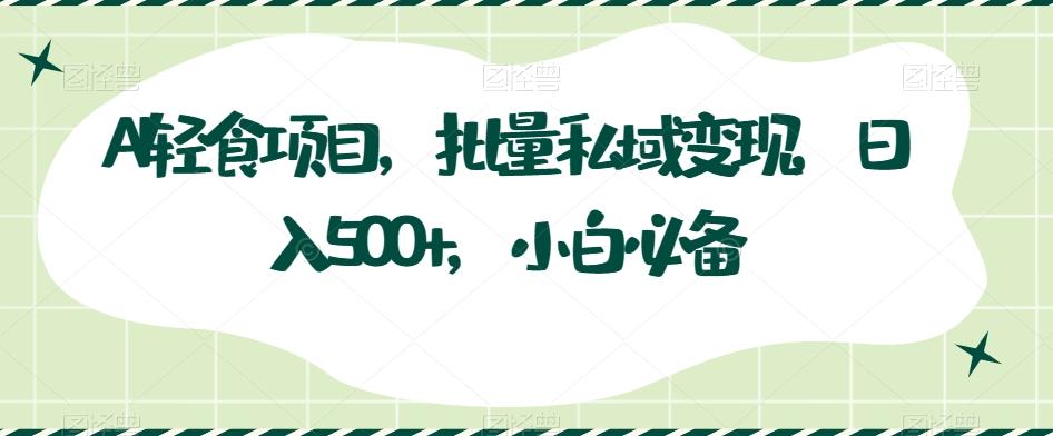 AI轻食项目，批量私域变现，日入500+，小白必备-test