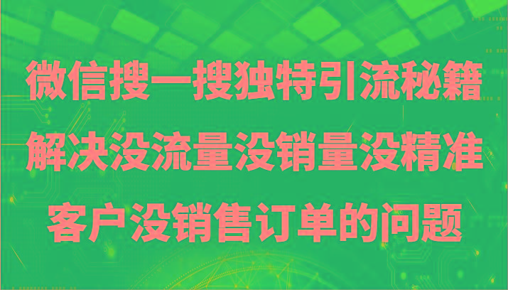 微信搜一搜暴力引流，解决没流量没销量没精准客户没销售订单的问题-test