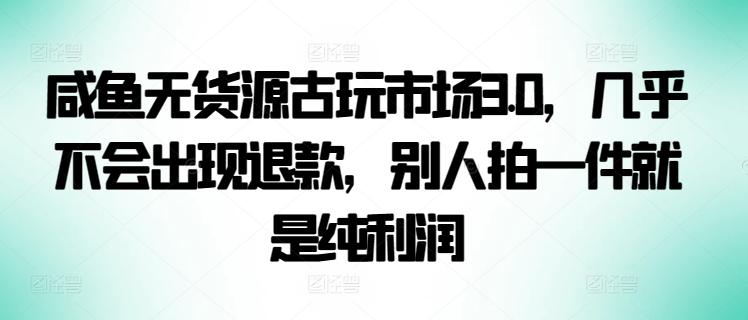 咸鱼无货源古玩市场3.0，几乎不会出现退款，别人拍一件就是纯利润【揭秘】-test